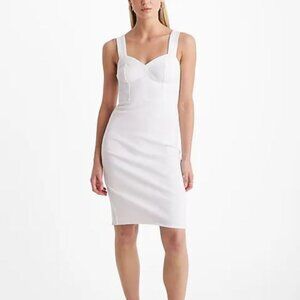 White Denim Sweetheart Neckline Corset Sheath Dress - NWT
